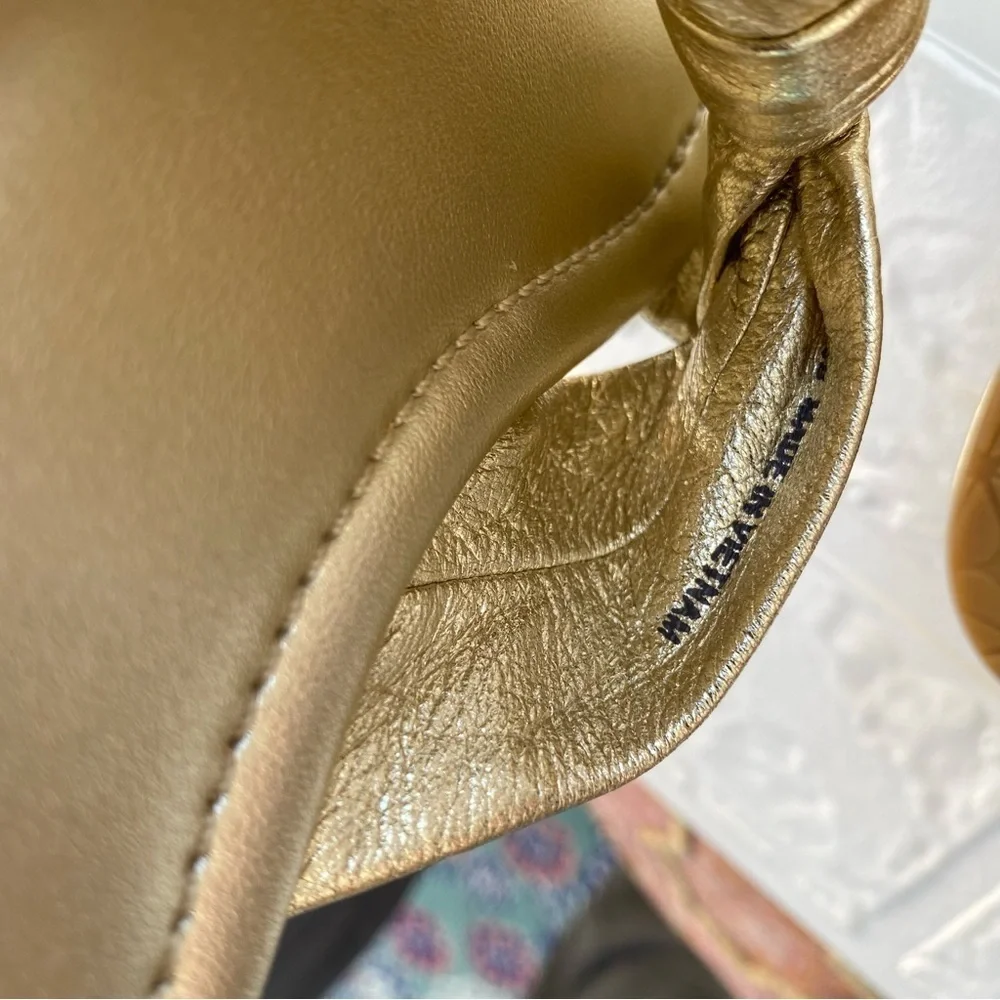 Kate Spade Marcella Metallic Gold Sandal Flats, Upper Leather